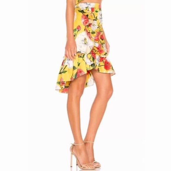 PARKER Coraline Skirt Yellow Floral Ruffles Lemon Wildflower Poplin Size 6 - Picture 6 of 16